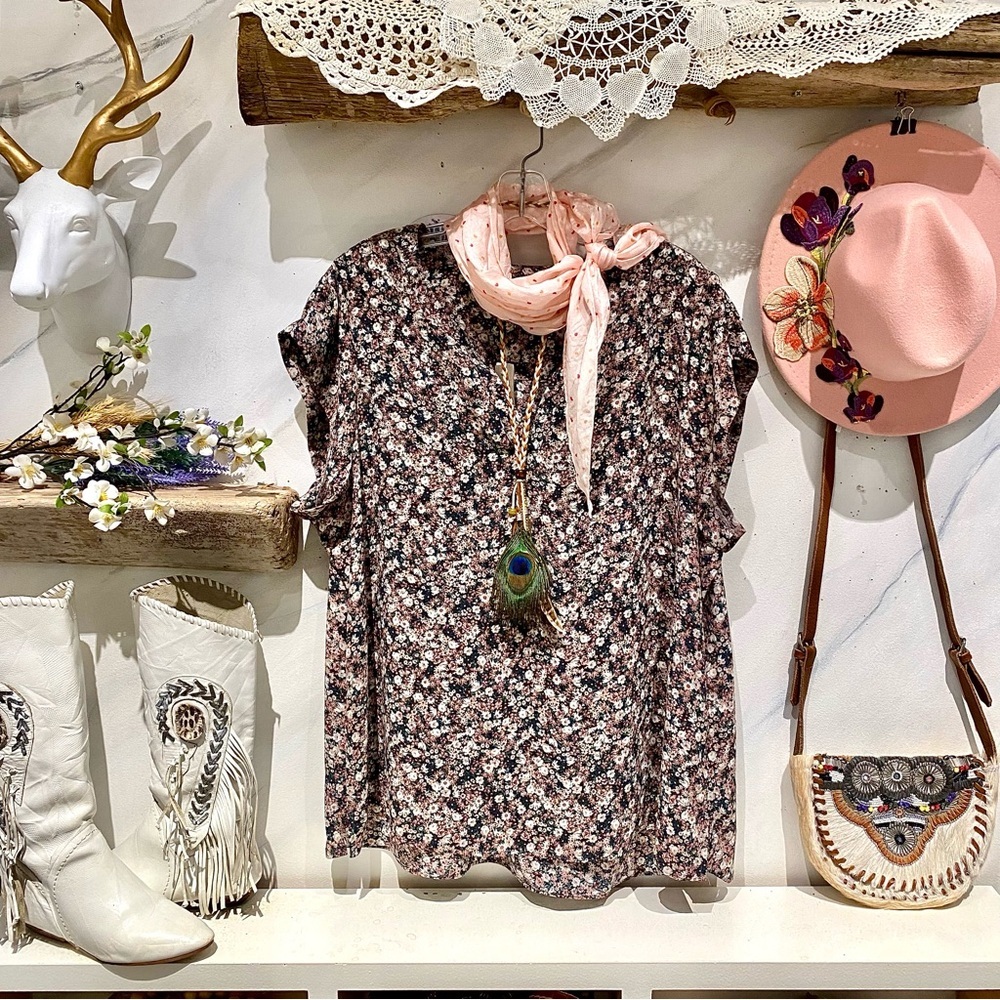 Mini floral boho blouse w prairie country Shabby chic vibe